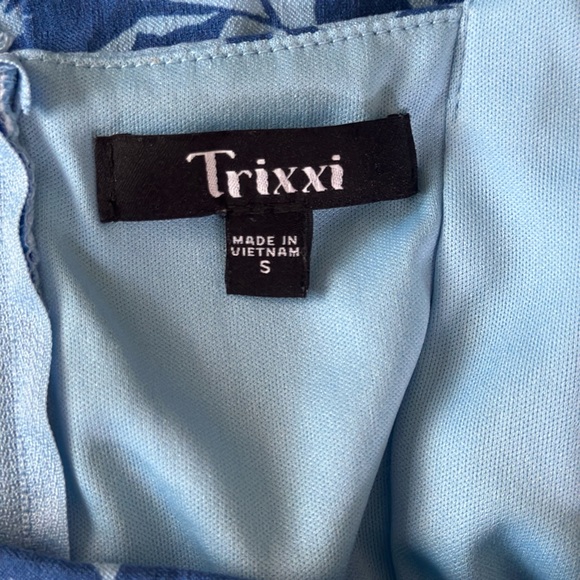 Trixxi Blue Floral Square Neck Bodycon Mini Dress | Size Small - Picture 4 of 7